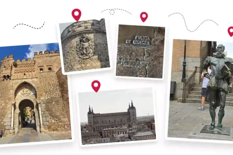 Toledo co zobaczyć: Brama Bisagra, zamek, pomnik i panorama miasta.